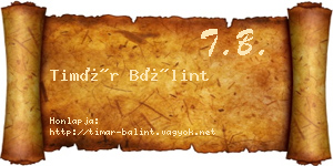 Timár Bálint névjegykártya